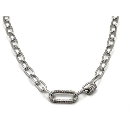 COLLAR ESLABONES PLATA Y CIRCONITAS - DISPONIBLE EN PLATA BAÑADA EN ORO