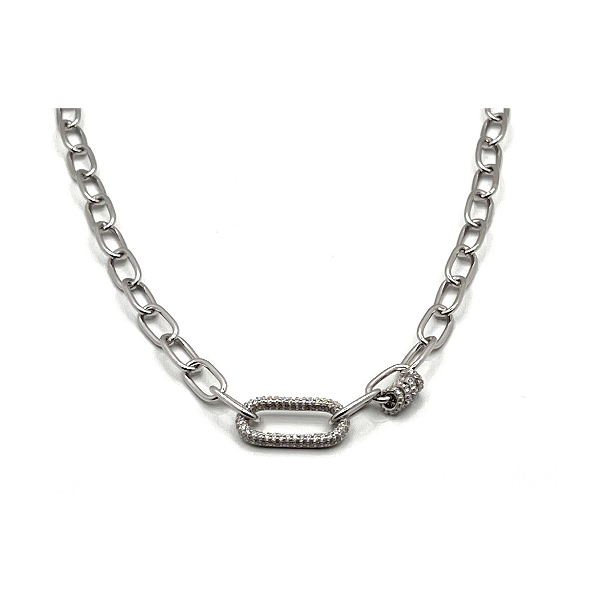 COLLAR ESLABONES PLATA Y CIRCONITAS - DISPONIBLE EN PLATA BAÑADA EN ORO