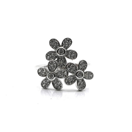 ANILLO FLORES PLATA Y CIRCONITAS