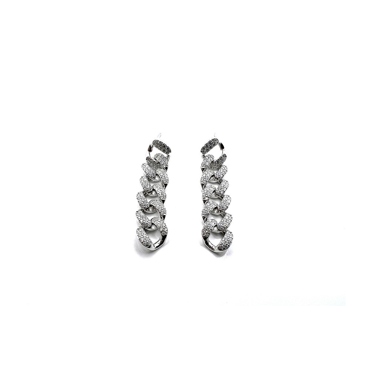 PENDIENTES ESLABONES PLATA Y CIRCONITAS