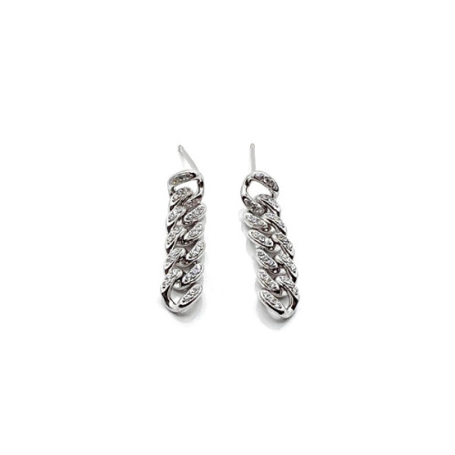 PENDIENTES ESLABONES PLATA Y CIRCONITAS