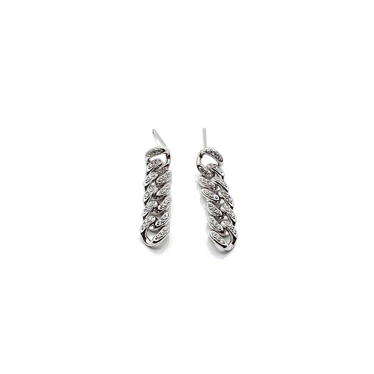 PENDIENTES ESLABONES PLATA Y CIRCONITAS