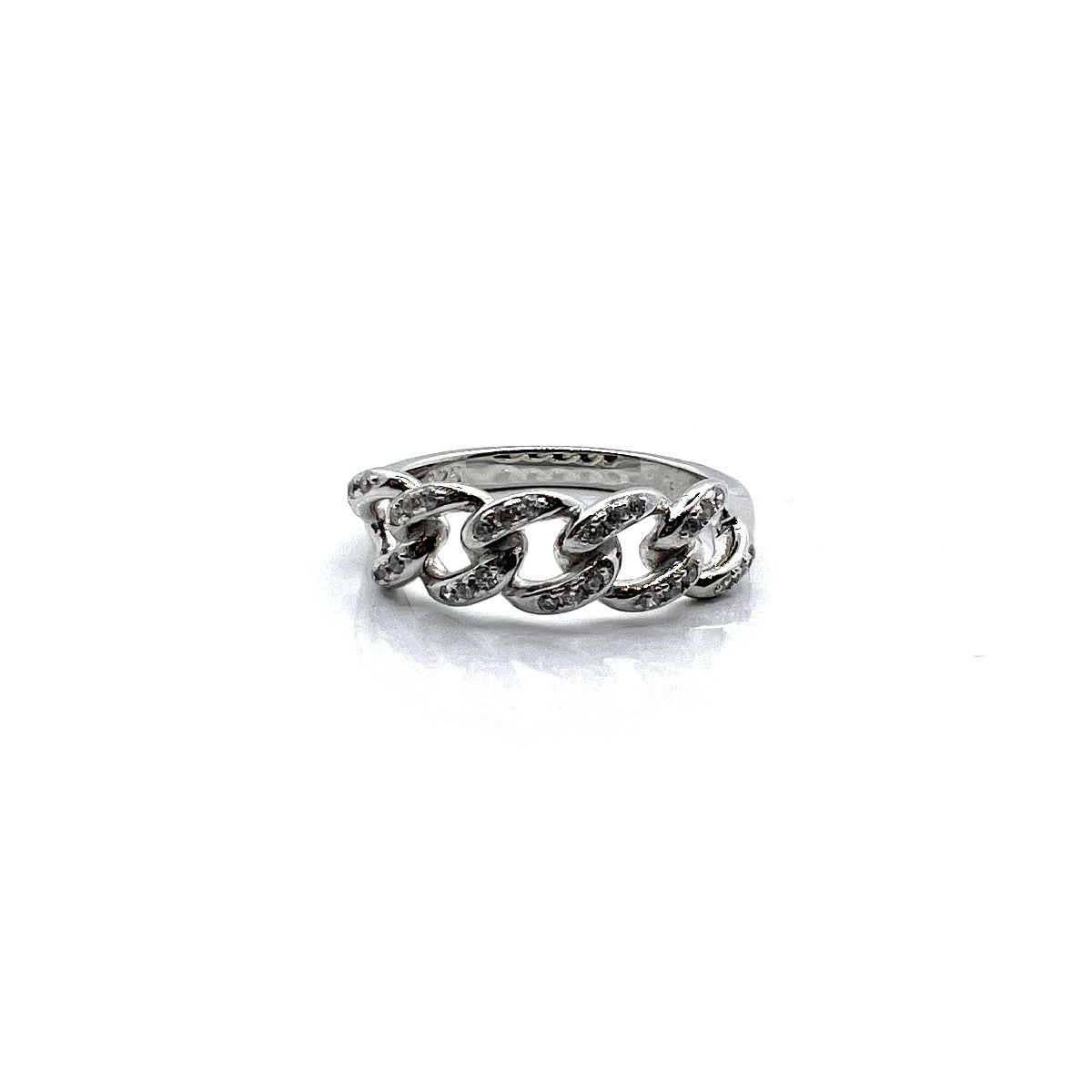 ANILLO ESLABONES PLATA Y CIRCONITAS