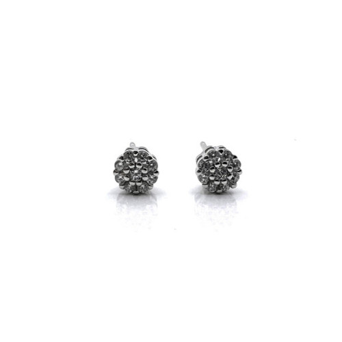 PENDIENTES ROSETON PLATA Y CIRCONITAS