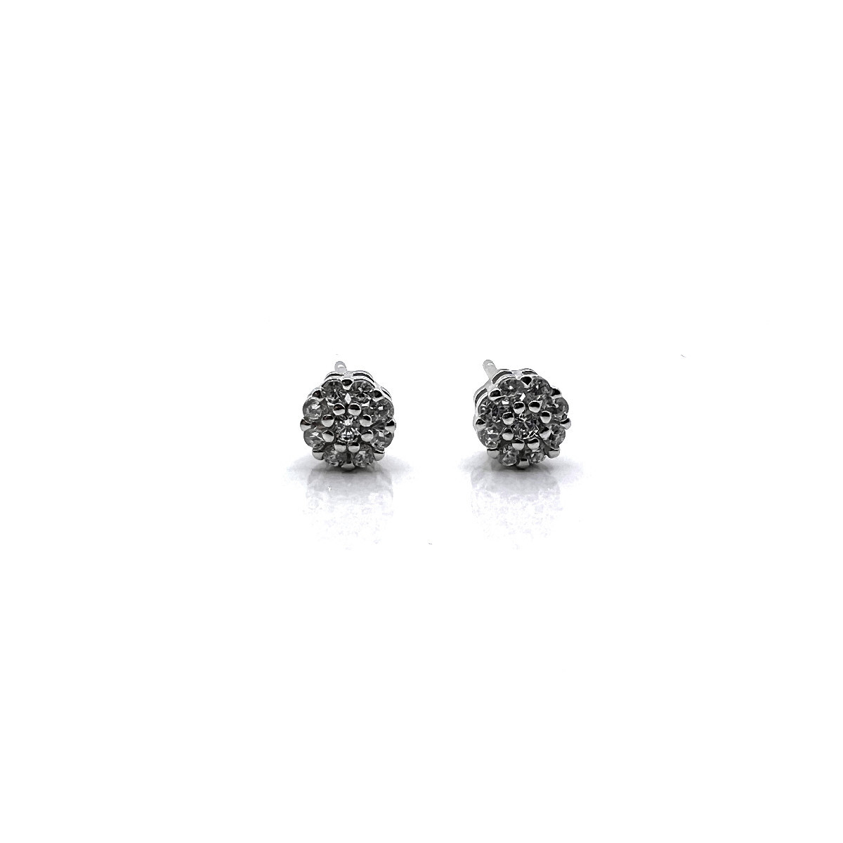 PENDIENTES ROSETON PLATA Y CIRCONITAS
