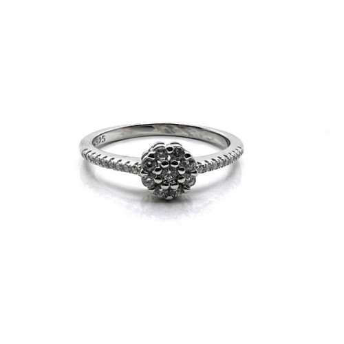 ANILLO ROSETON PLATA Y CIRCONITAS