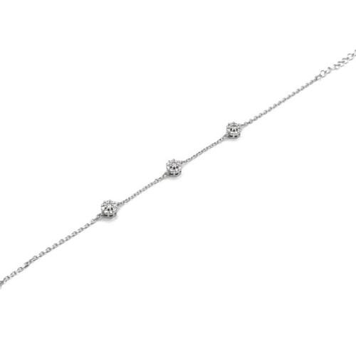 PULSERA ROSETON PLATA Y CIRCONITAS