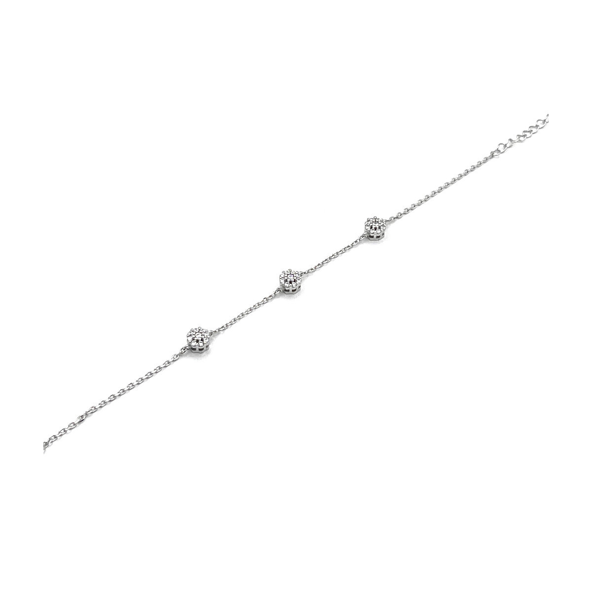 PULSERA ROSETON PLATA Y CIRCONITAS