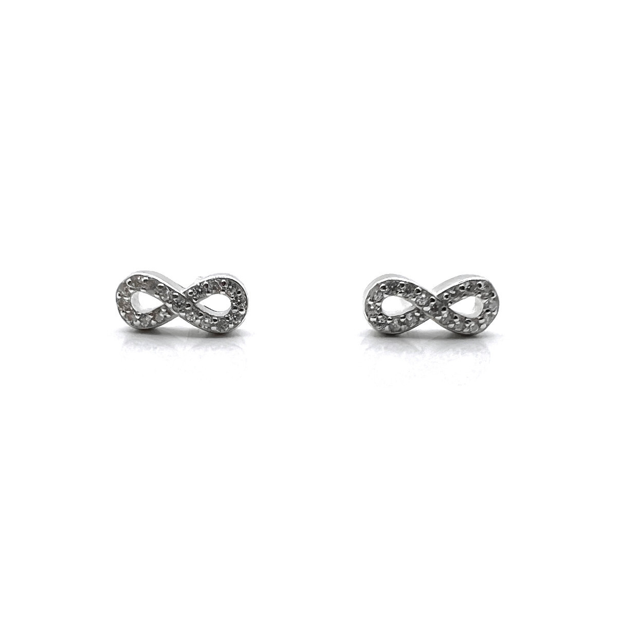PENDIENTES INFINITO PLATA Y CIRCONITAS