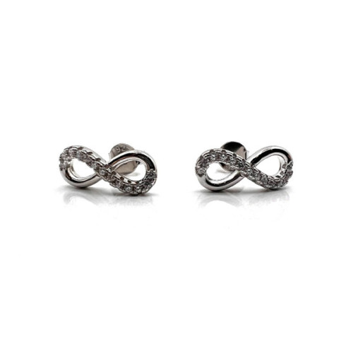 PENDIENTES INFINITO PLATA Y CIRCONITAS