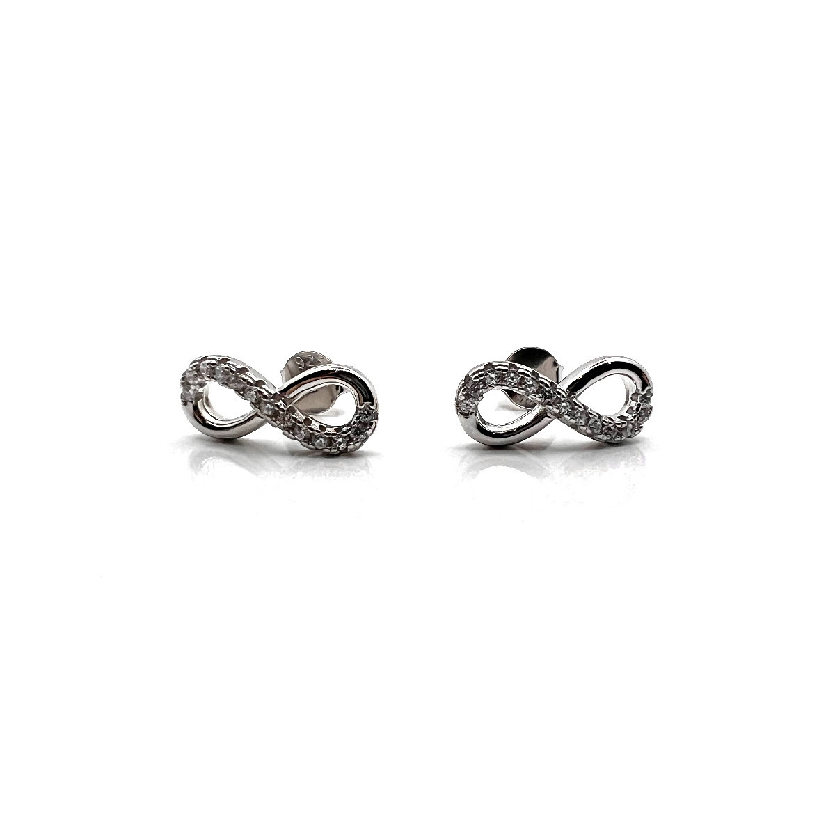 PENDIENTES INFINITO PLATA Y CIRCONITAS