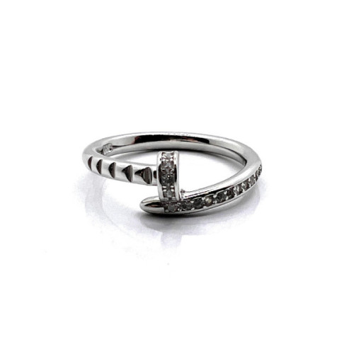 ANILLO TORNILLO PLATA Y CIRCONITAS