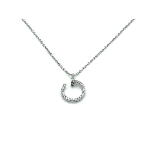 COLLAR TORNILLO PLATA Y CIRCONITAS