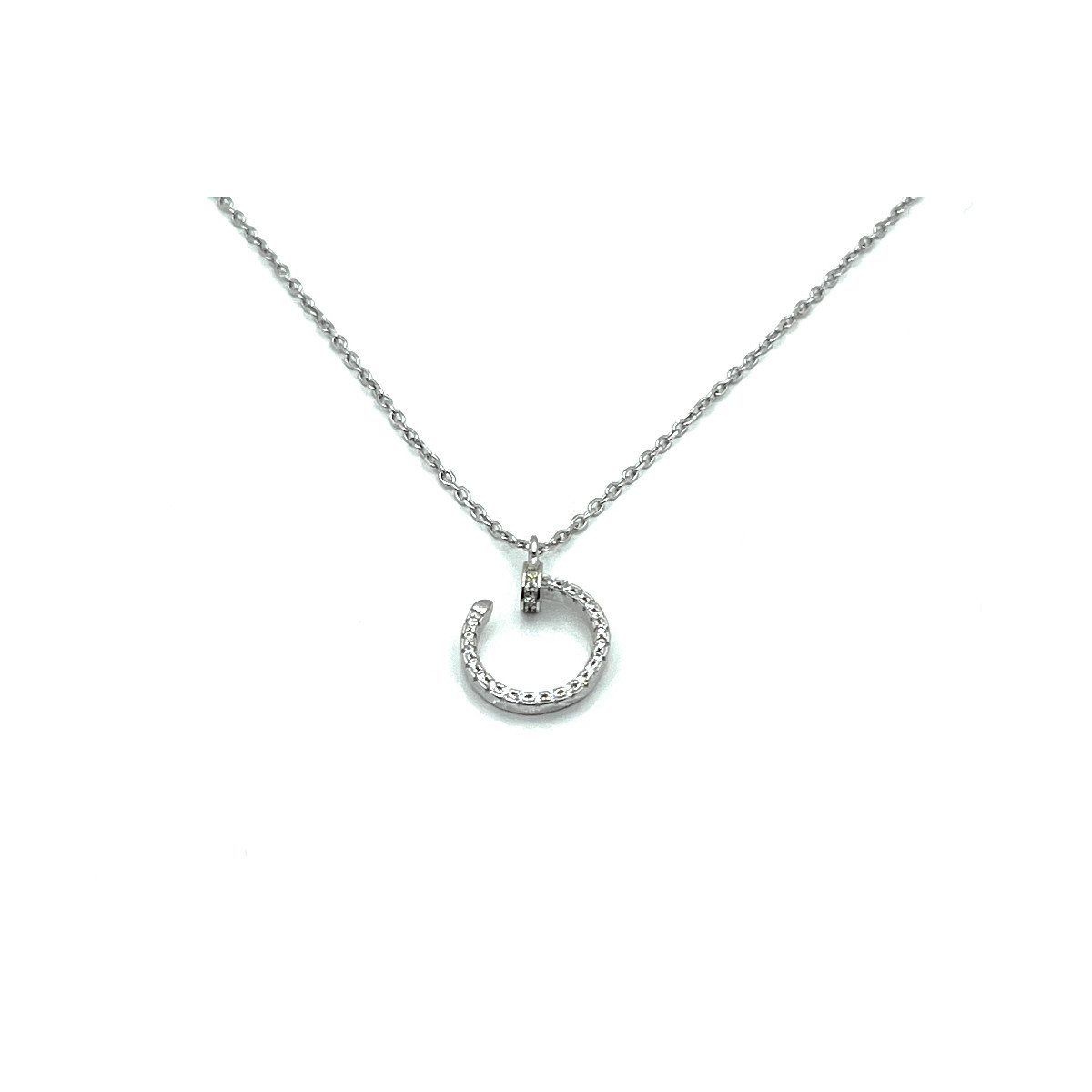 COLLAR TORNILLO PLATA Y CIRCONITAS