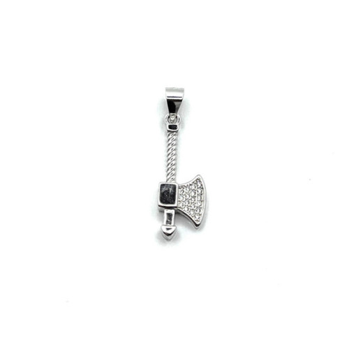 COLGANTE HACHA PLATA Y CIRCONITAS