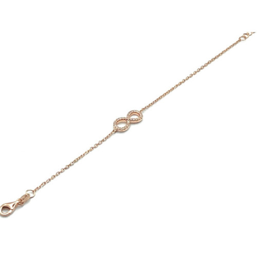PULSERA INFINITO PLATA BAÑADA O/ROSA CIR