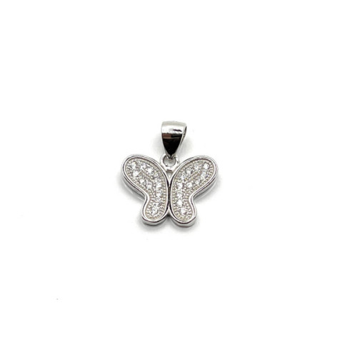 COLGANTE MARIPOSA PLATA Y CIRCONITAS