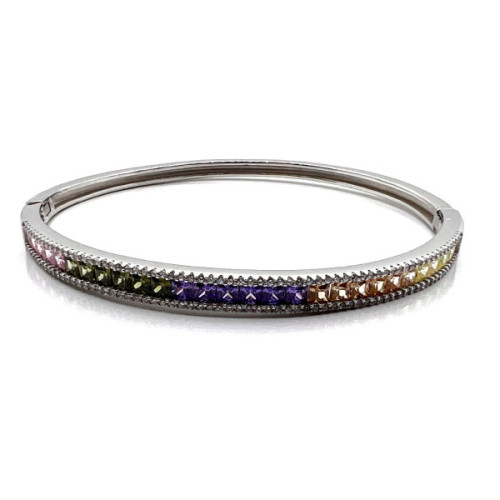 PULSERA PLATA Y CIRCONITAS COLOR