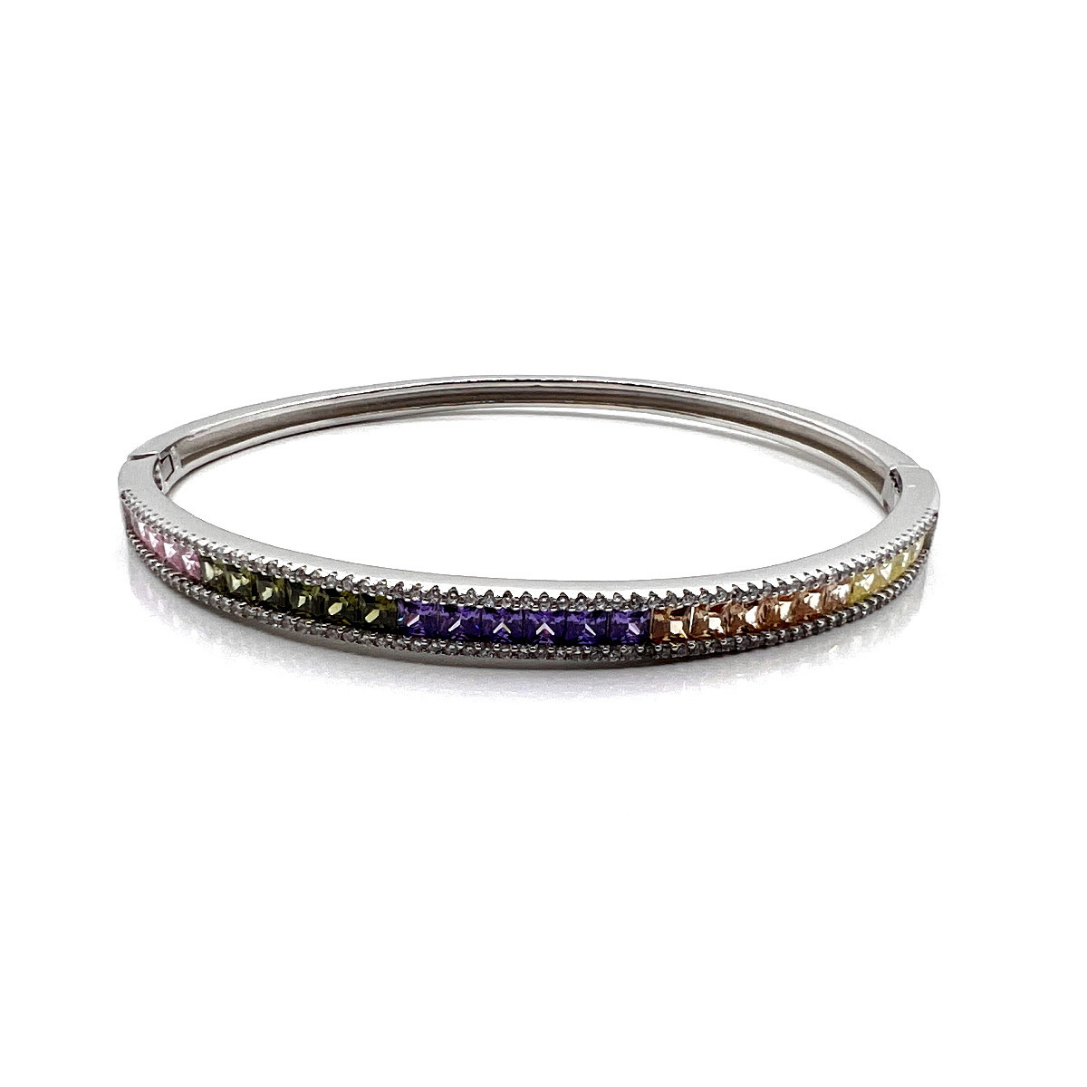 PULSERA PLATA Y CIRCONITAS COLOR