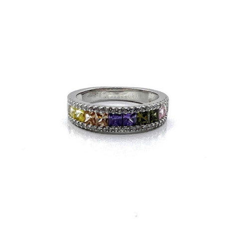 ANILLO PLATA Y CIRCONITAS COLOR