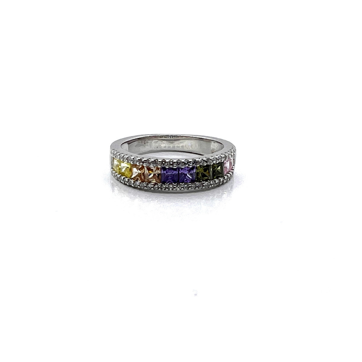 ANILLO PLATA Y CIRCONITAS COLOR
