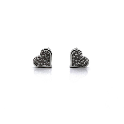 PENDIENTES CORAZON PLATA Y CIRCONITAS