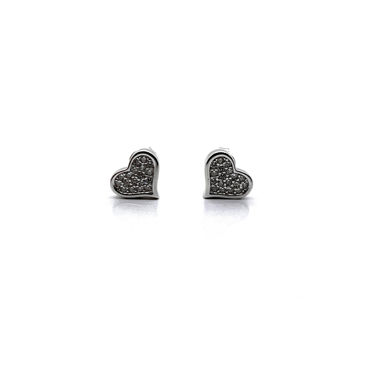 PENDIENTES CORAZON PLATA Y CIRCONITAS