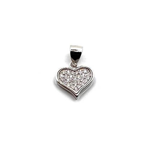COLGANTE CORAZON PLATA Y CIRCONITAS
