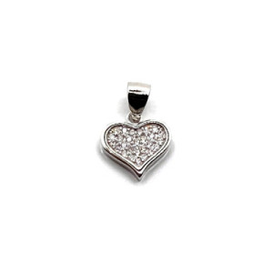 COLGANTE CORAZON PLATA Y CIRCONITAS