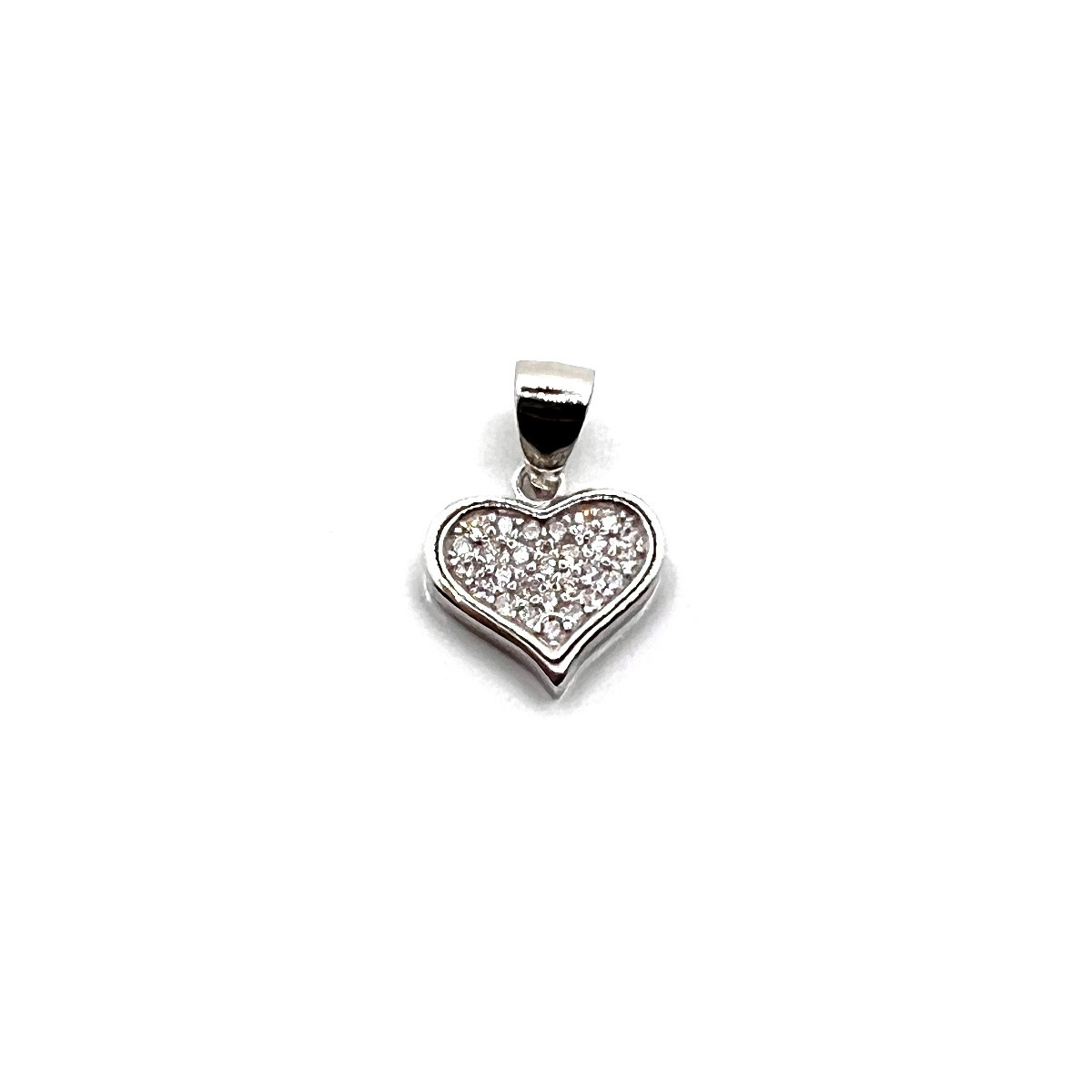 COLGANTE CORAZON PLATA Y CIRCONITAS
