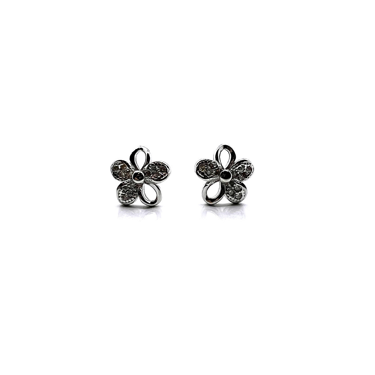 PENDIENTES FLOR PLATA Y CIRCONITAS