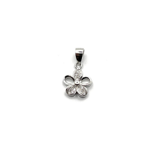 COLGANTE FLOR PLATA Y CIRCONITAS