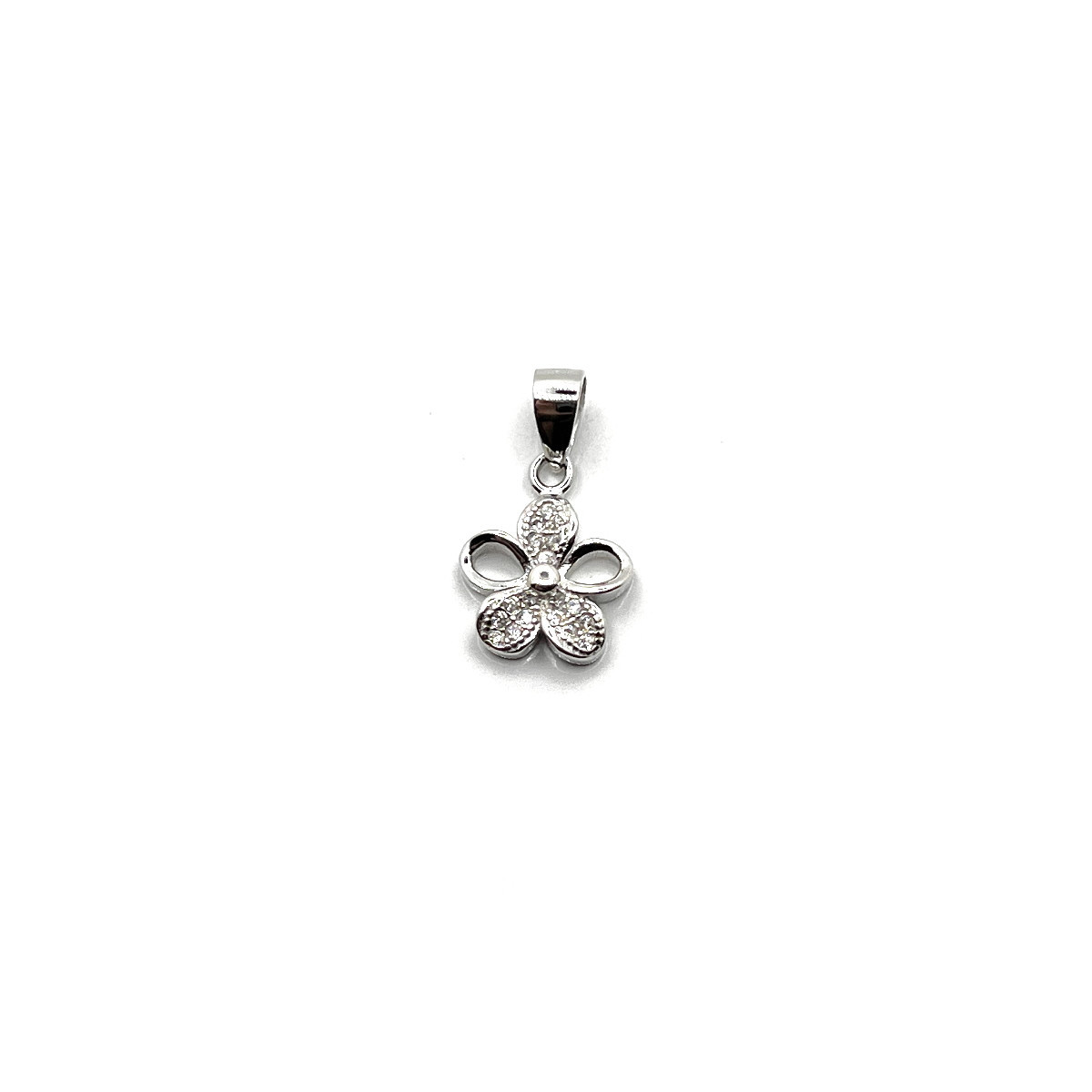COLGANTE FLOR PLATA Y CIRCONITAS