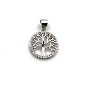 COLGANTE ARBOL DE LA VIDA PLATA Y CIRCON