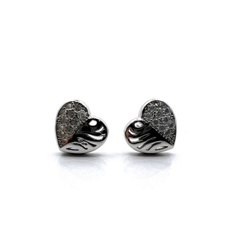 PENDIENTES CORAZONES PLATA Y CIRCONITAS