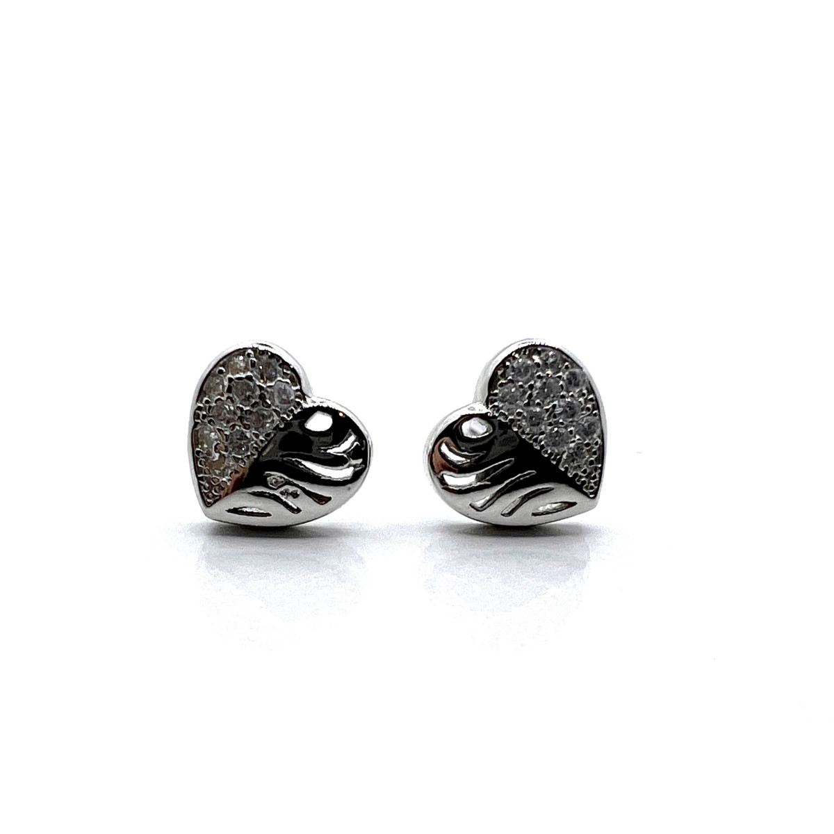 PENDIENTES CORAZONES PLATA Y CIRCONITAS
