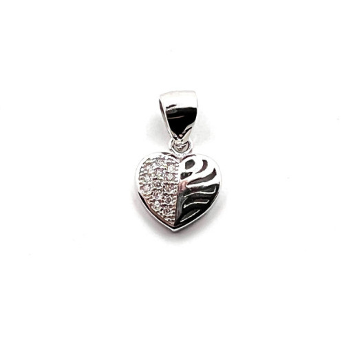 COLGANTE CORAZON PLATA Y CIRCONITAS