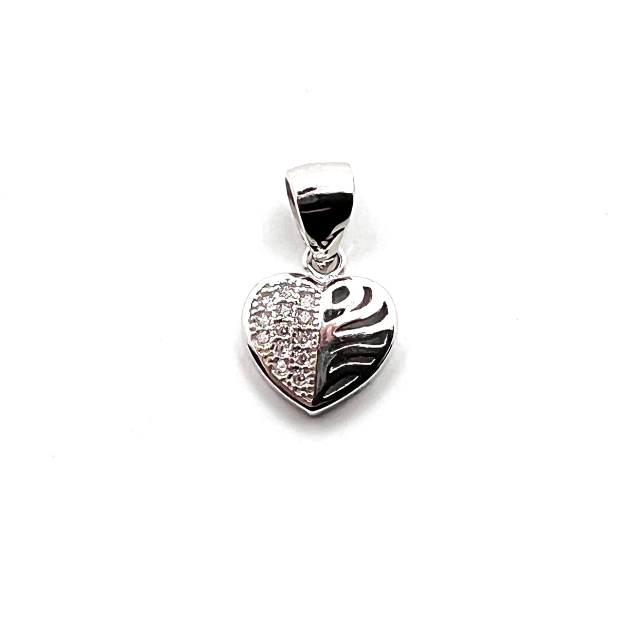 COLGANTE CORAZON PLATA Y CIRCONITAS