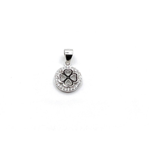COLGANTE TREBOL PLATA Y CIRCONITAS