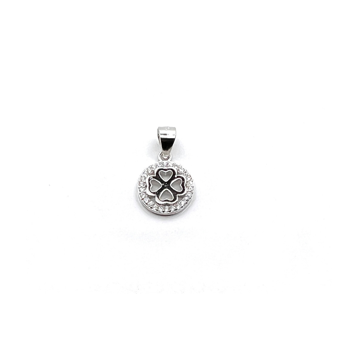 COLGANTE TREBOL PLATA Y CIRCONITAS