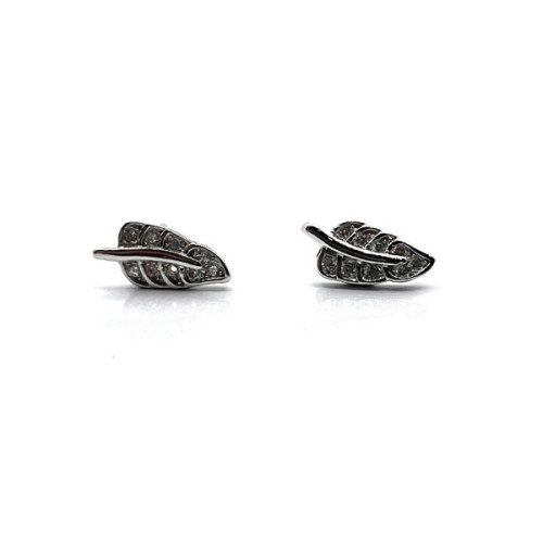 PENDIENTES HOJAS PLATA Y CIRCONITAS
