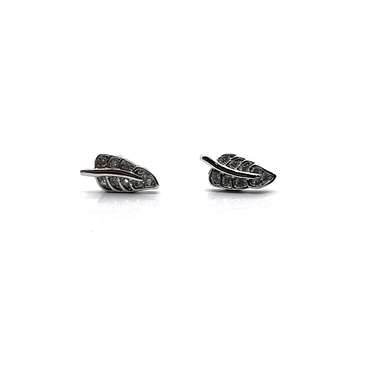 PENDIENTES HOJAS PLATA Y CIRCONITAS