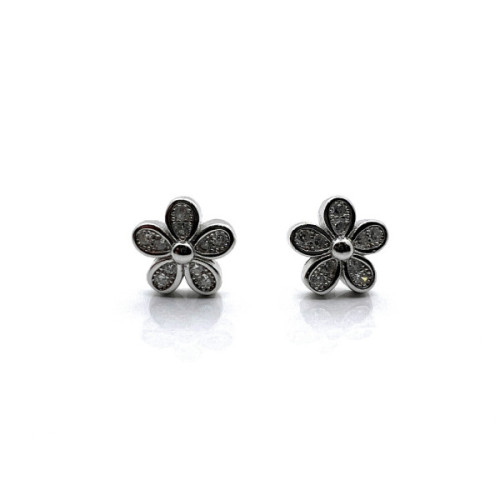 PENDIENTES FLORES PLATA Y CIRCONITAS