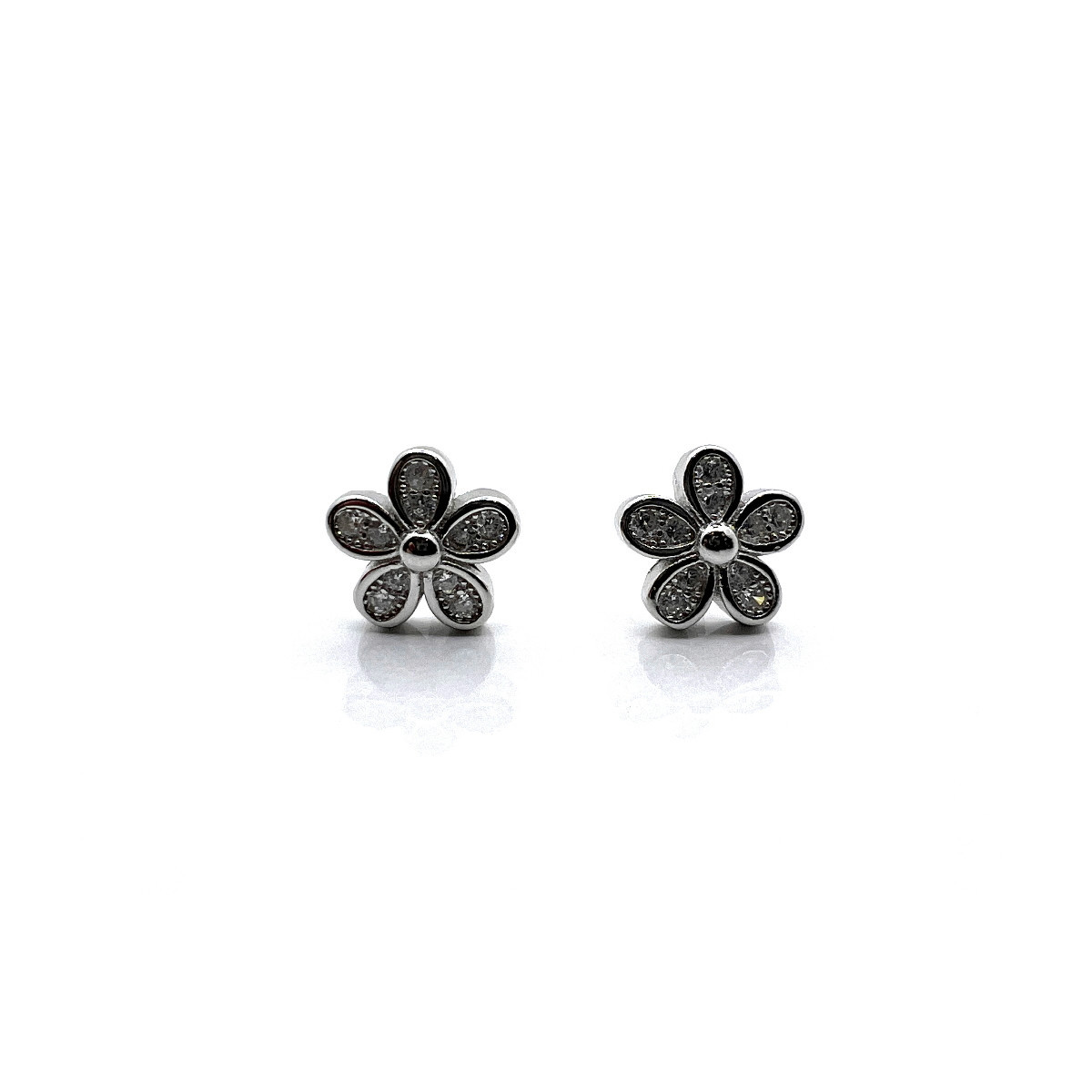 PENDIENTES FLORES PLATA Y CIRCONITAS