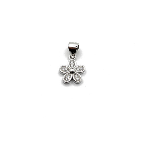 COLGANTE FLOR PLATA Y CIRCONITAS