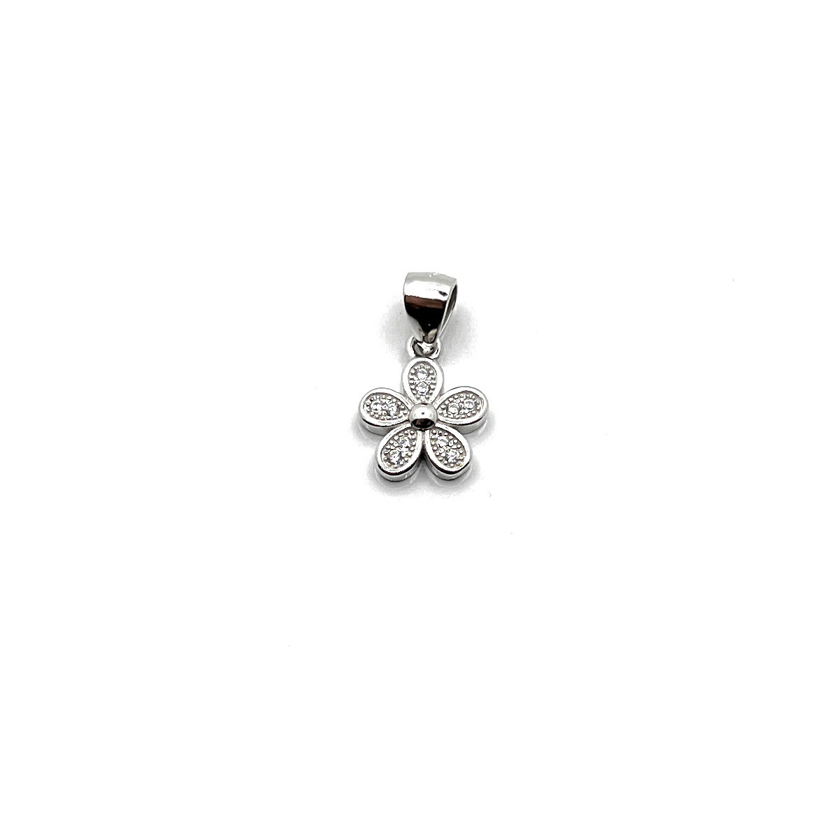 COLGANTE FLOR PLATA Y CIRCONITAS