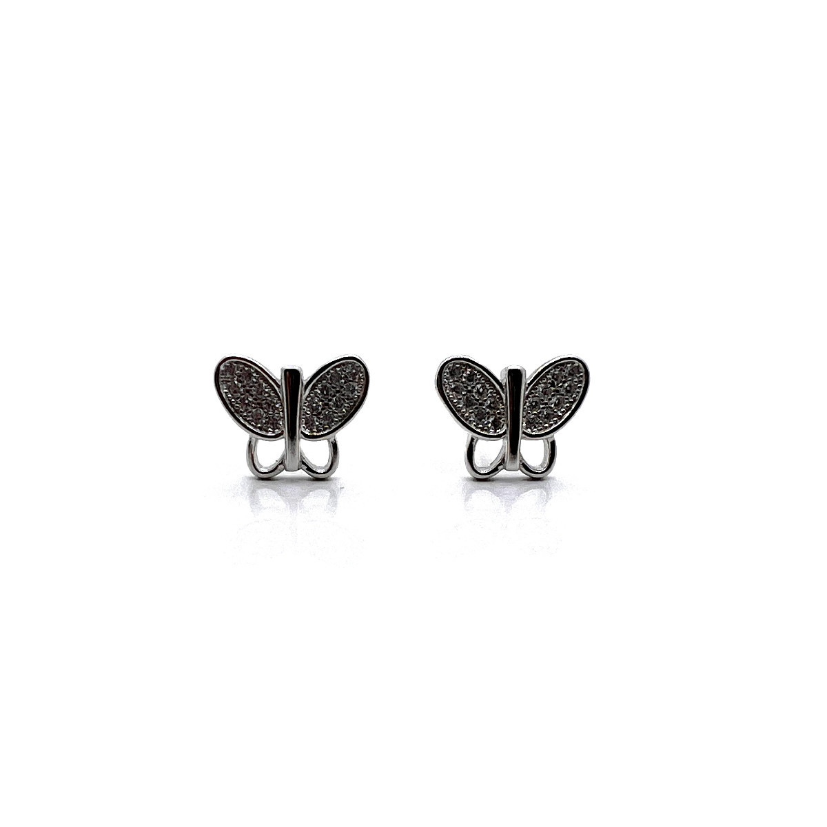 PENDIENTES MARIPOSAS PLATA Y CIRCONITAS