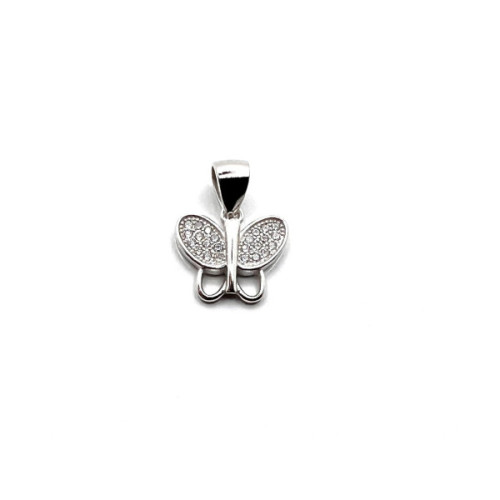 COLGANTE MARIPOSA PLATA Y CIRCONITAS