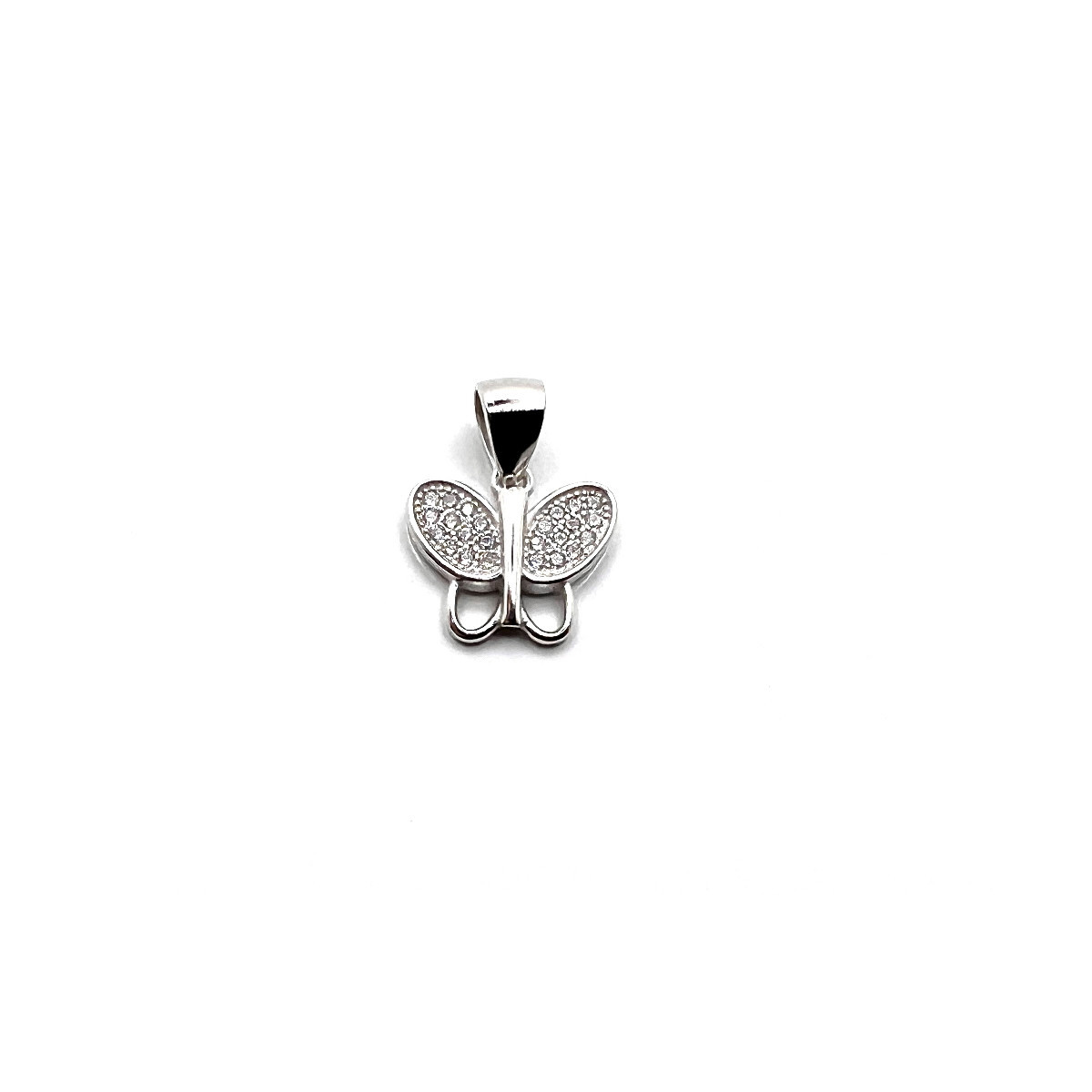 COLGANTE MARIPOSA PLATA Y CIRCONITAS