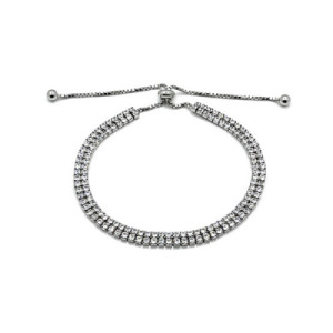 PULSERA RIVIERE DOBLE PLATA Y CIRCONITAS